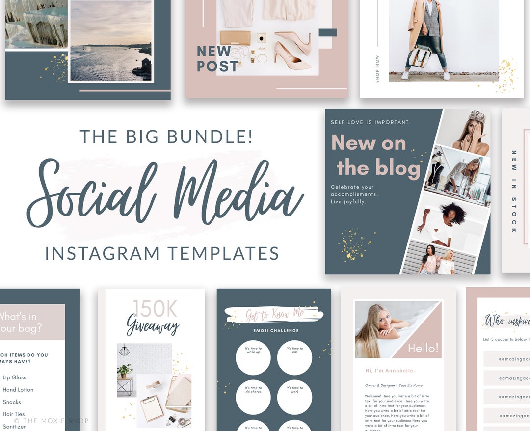 Blush Instagram Post Templates for Canva: Social Media Kit (digital ...