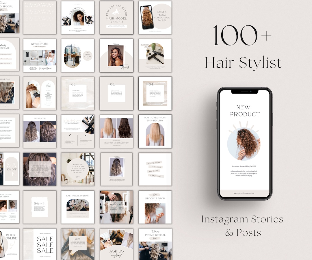Hair Care Instagram Templates for Canva: Salon Social Media Kit - Etsy