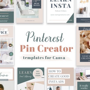 Pinterest Templates for Canva - Canva Pinterest Post Templates - Pinterest Pin Creator