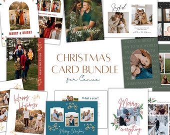 Printable Christmas Card Bundle for Canva - Editable Christmas Photo Cards for Canva - Instant Download Christmas Cards