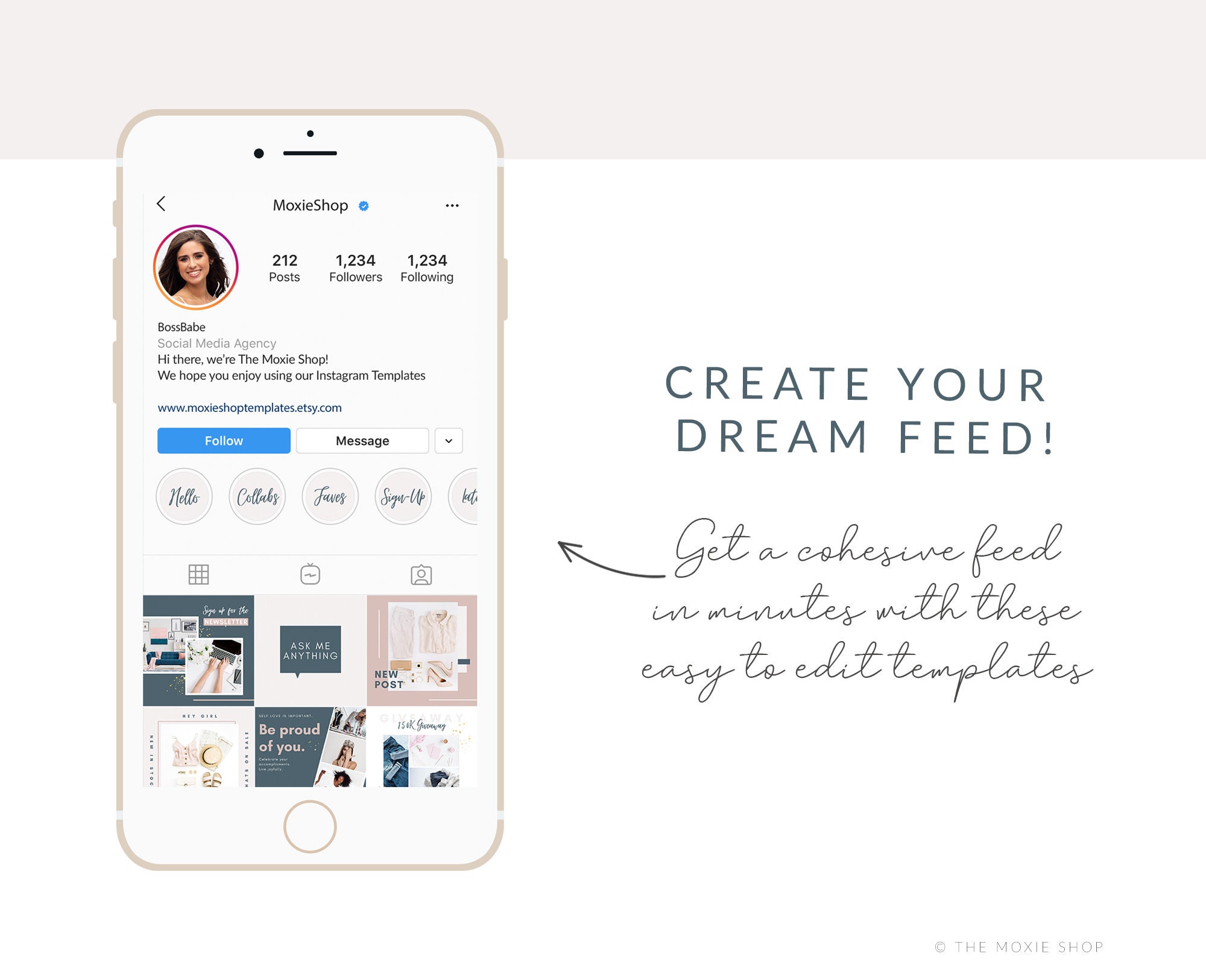 Blush Instagram Post Templates for Canva: Social Media Kit (digital ...