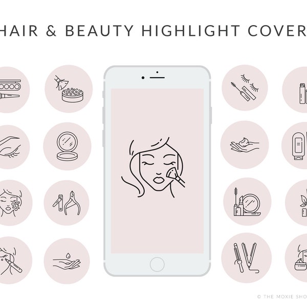 Beauty Instagram Highlight Covers - Makeup Artist Instagram Story Highlight Icons - Instagram Makeup Icons - Beauty Salon Highlights