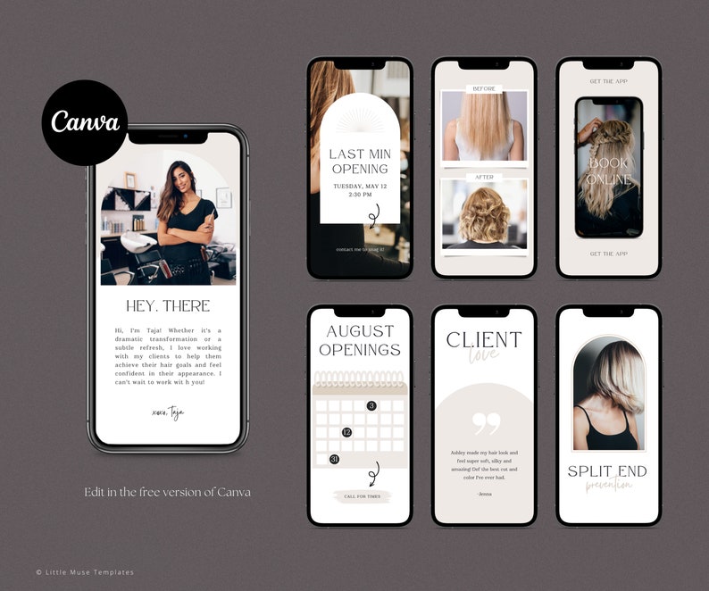 Hair Care Instagram Templates for Canva: Salon Social Media Kit - Etsy