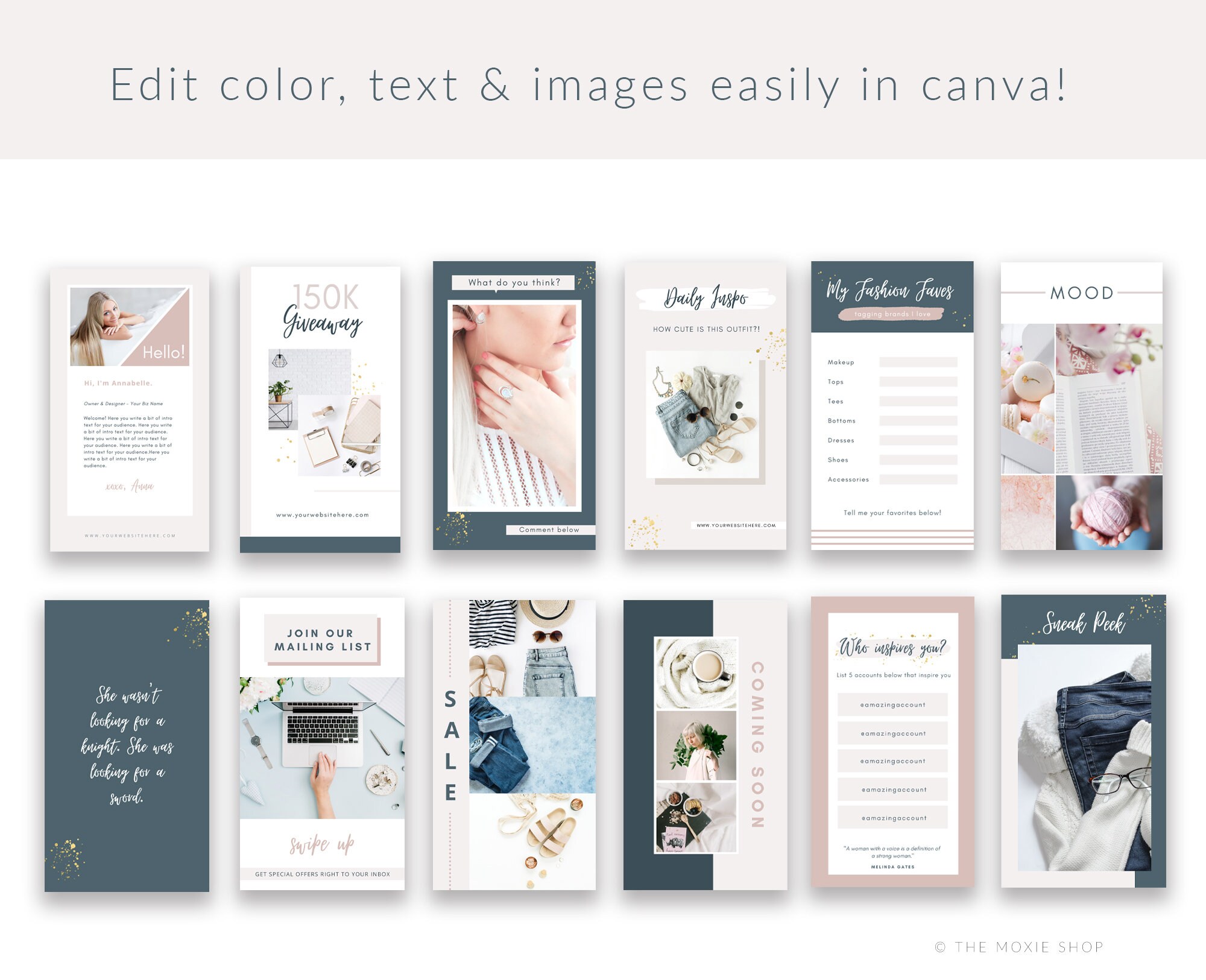 Blush Instagram Post Templates for Canva: Social Media Kit (digital ...