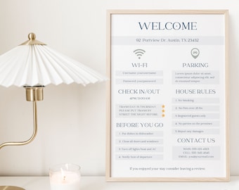 Air BNB Welcome Sign Template: Vacation Rental Host Printable (Canva Editable)