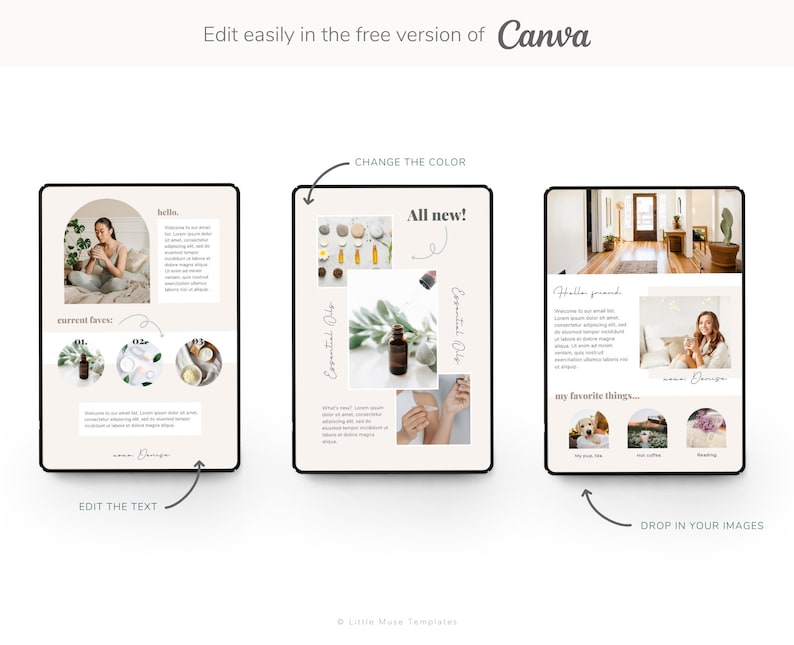 entrepreneur email bundle, soft business templates, feminine business templates, instant download email templates, email marketing, influencer templates, online store, online sales channel