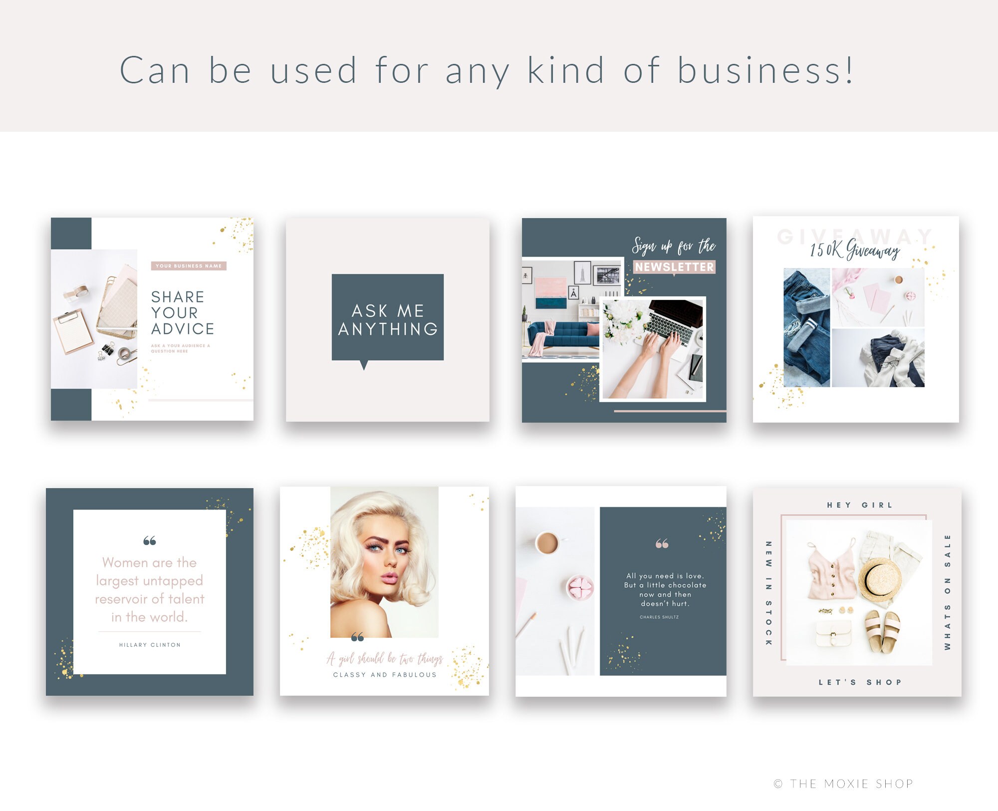 Blush Instagram Post Templates for Canva: Social Media Kit (digital ...
