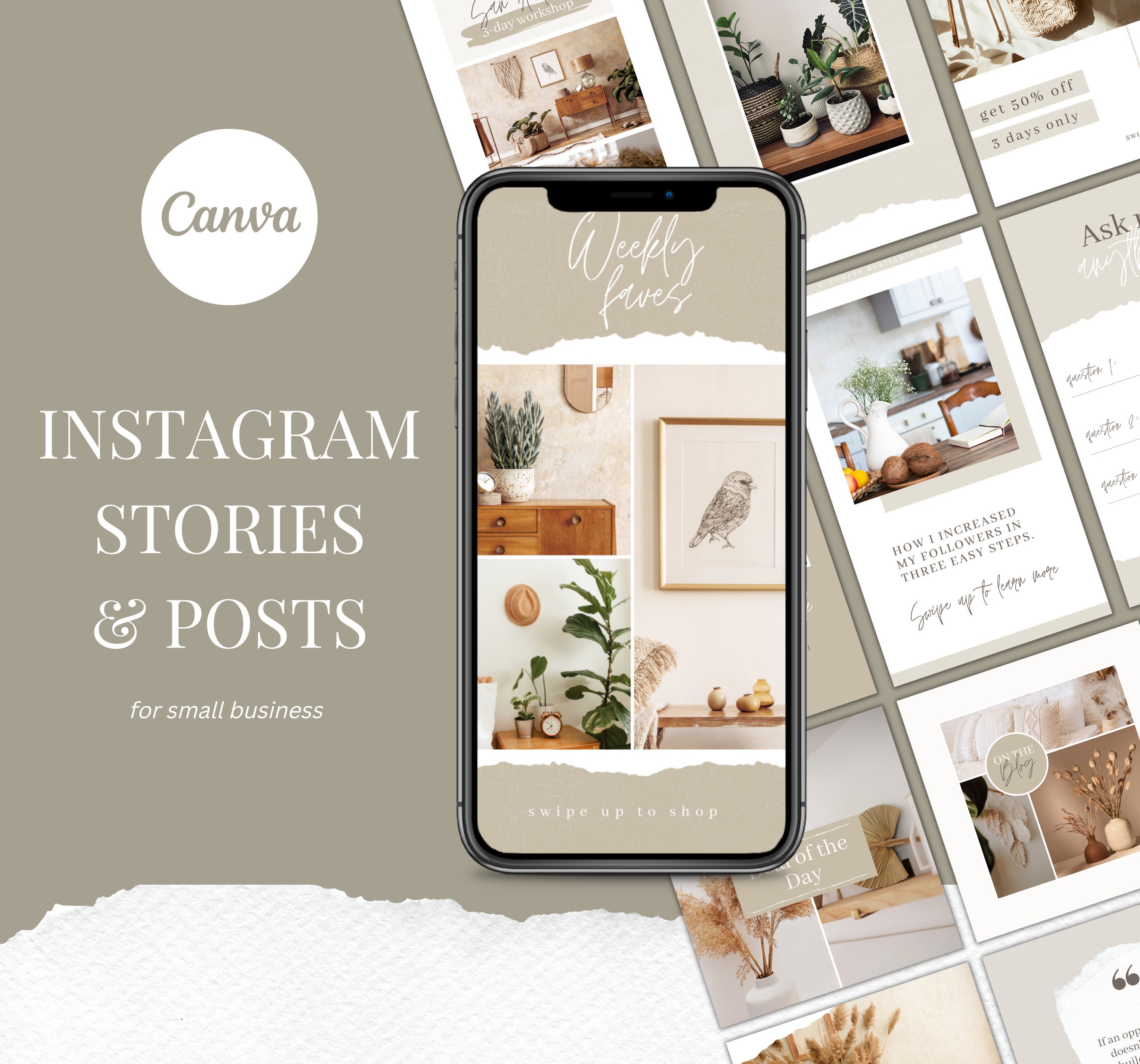 Organic Instagram Templates for Canva Instagram Content - Etsy