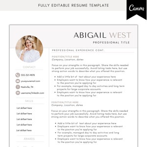 Canva Resume Template - Lebenslaufvorlage für Canva - Lebenslauf mit Foto - Bearbeitbare Lebenslaufvorlage - druckbare Lebenslaufvorlage