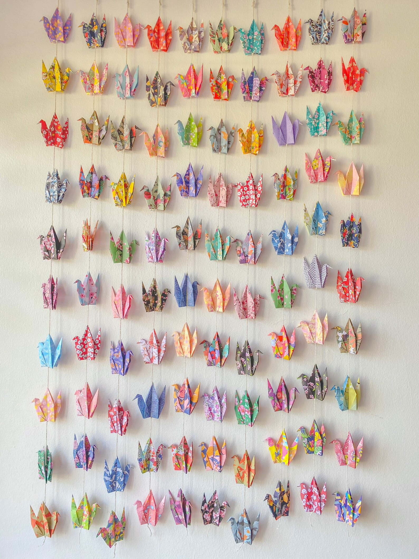 Origami Paper Crane Garland patterned Gift Event Etsy Australia