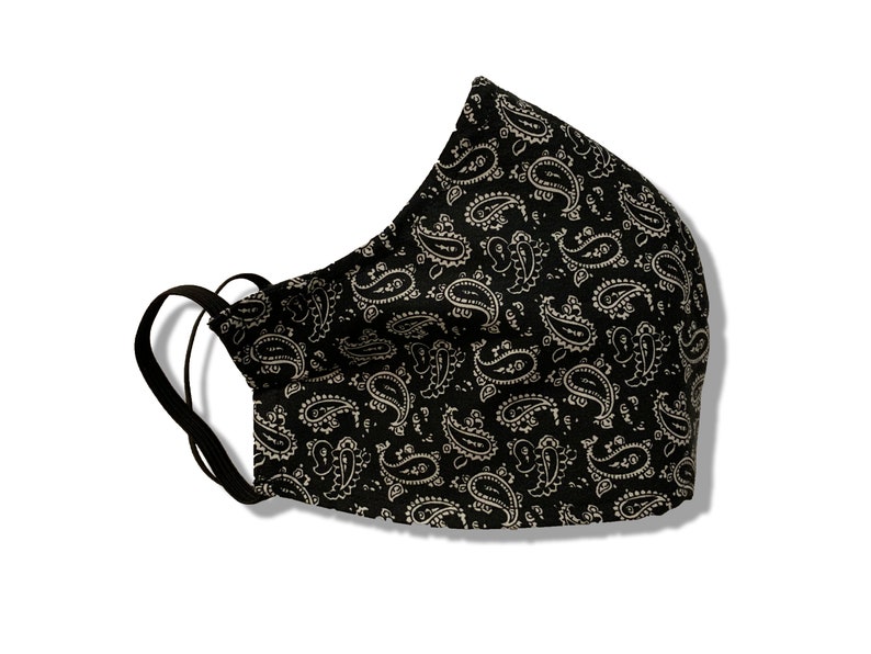 Woven Cotton Face Mask Dark Paisley image 0