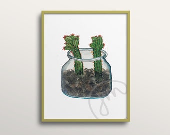 Watercolor Two Cacti Succulent Printable Download