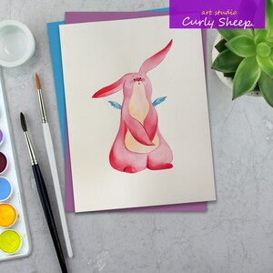 Rabbit Watercolor Painting A4, Hare Painting, Original Watercolor Painting, Animals Artwork Watercolor, Rabbit Hare Watercolor Wall Art