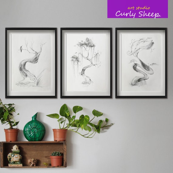 Buy Neutral Antique Pine Tree Drawing Vintage Sketch Art Soft Decor  PRINTABLE Art Download 196 Online in India - Etsy