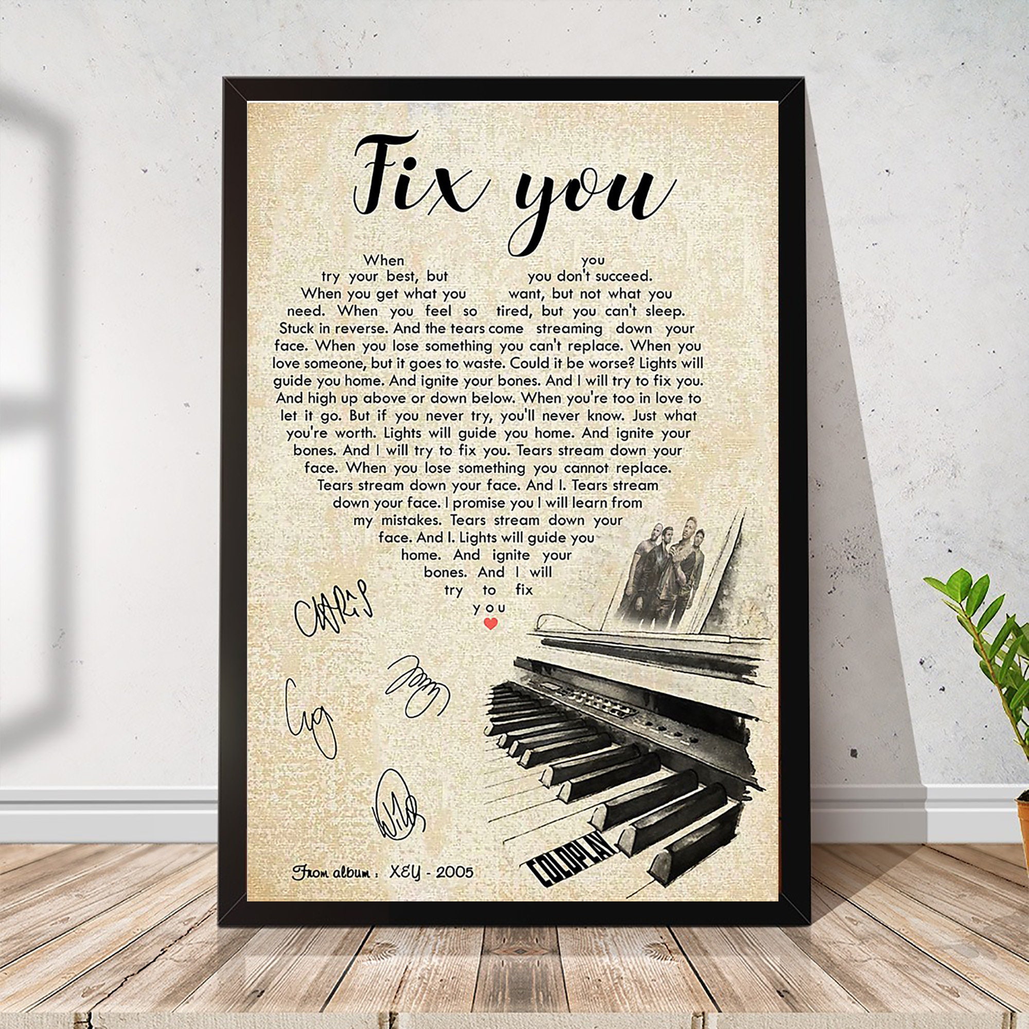 Coldplay Fix You Chords Song Lyrics Signed Gift For Fans Etsy