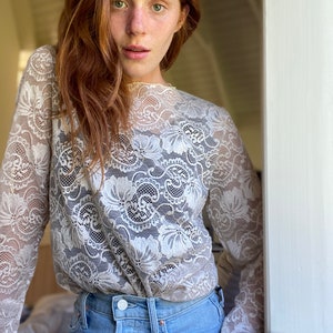 Sheer lace crop top “‘Sarah”