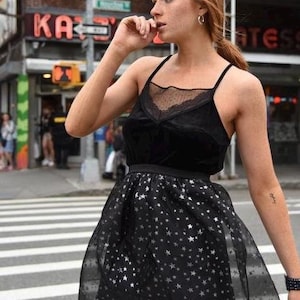 Organza star print mini party skirt “‘Dancing Queen”