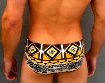 Retro Aztec Print Sunga Style Men's Swimsuit