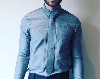 Hemp Chambray + Organic Cotton Long Sleeve Shirt Button Down