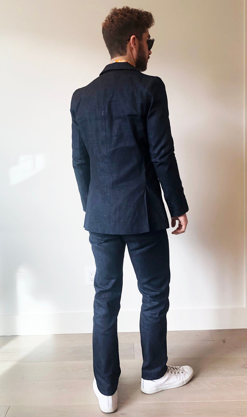 Denim Blazer, with Organic Cotton Hemp lining, Sustainably and Locally made with Recycled Cotton, Unisex image 7