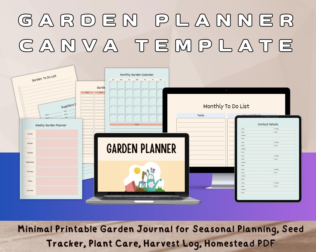 Minimalist Garden Planner Canva Template: Seed Tracker, Harvest Log ...
