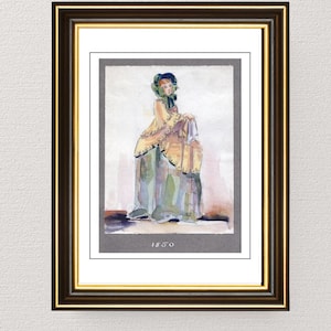 Wall Art Print | Vintage Art | Costume Design | Historical Costumes |  Antique Books | Watercolor | Period Fashion | 19th Century | 1850