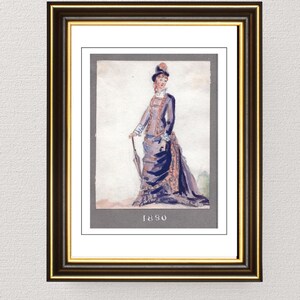 Wall Art Print | Vintage Art | Costume Design | Historical Costumes |  Antique Books | Watercolor | Period Fashion | 19th Century | 1890