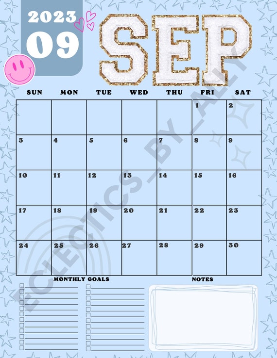Preppy Virtual Calendar September 2023 August 2024 - Etsy