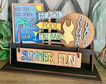 Summer Home Decor; Raised Shelf Sitter, Seasonal Decor, Mantle Decor, Farmhouse Decor, Summer Fun, Beach Decor