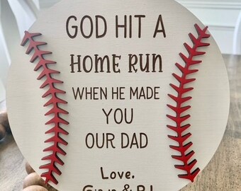 God Hit a Homerun When He Made You My Dad, Personalized Gift for Dad, Gift for Grandpa, Gift for Him