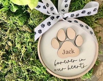 Pet Memorial Ornament; Dog Memorial Ornament, Cat Memorial Ornament, Paw Print Ornament,Pet Memorial Gift, Personalized Pet Ornament