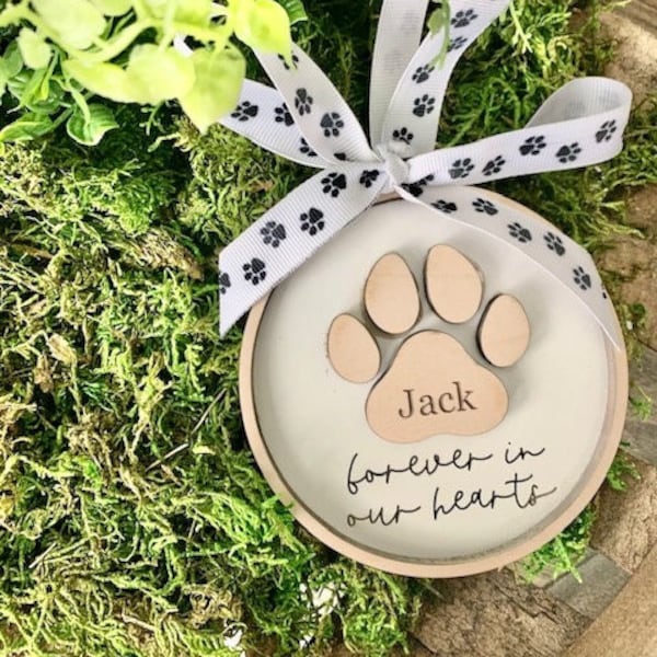 Pet Memorial Ornament; Dog Memorial Ornament, Cat Memorial Ornament, Paw Print Ornament,Pet Memorial Gift, Personalized Pet Ornament