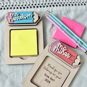 Teacher Notepad Holder, Sticky Note Holder, Personalized Teacher Gift, Desk Decor