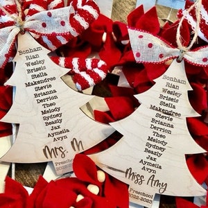 Teacher Christmas Ornament, Personalized Teacher Ornament, Tree Student List, Gift for Teacher, Teacher Appreciation, End of Year Present