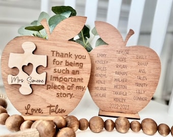 Personalized Teacher Appreciation Gift | End of Year Teacher Gift from Student | Class Gift Apple Sign | Custom Teacher Keepsake |Desk Decor