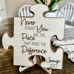 You Are The Piece That Made The Difference Puzzle Sign, Personalized Retirement GIft, Gift for Co-Worker