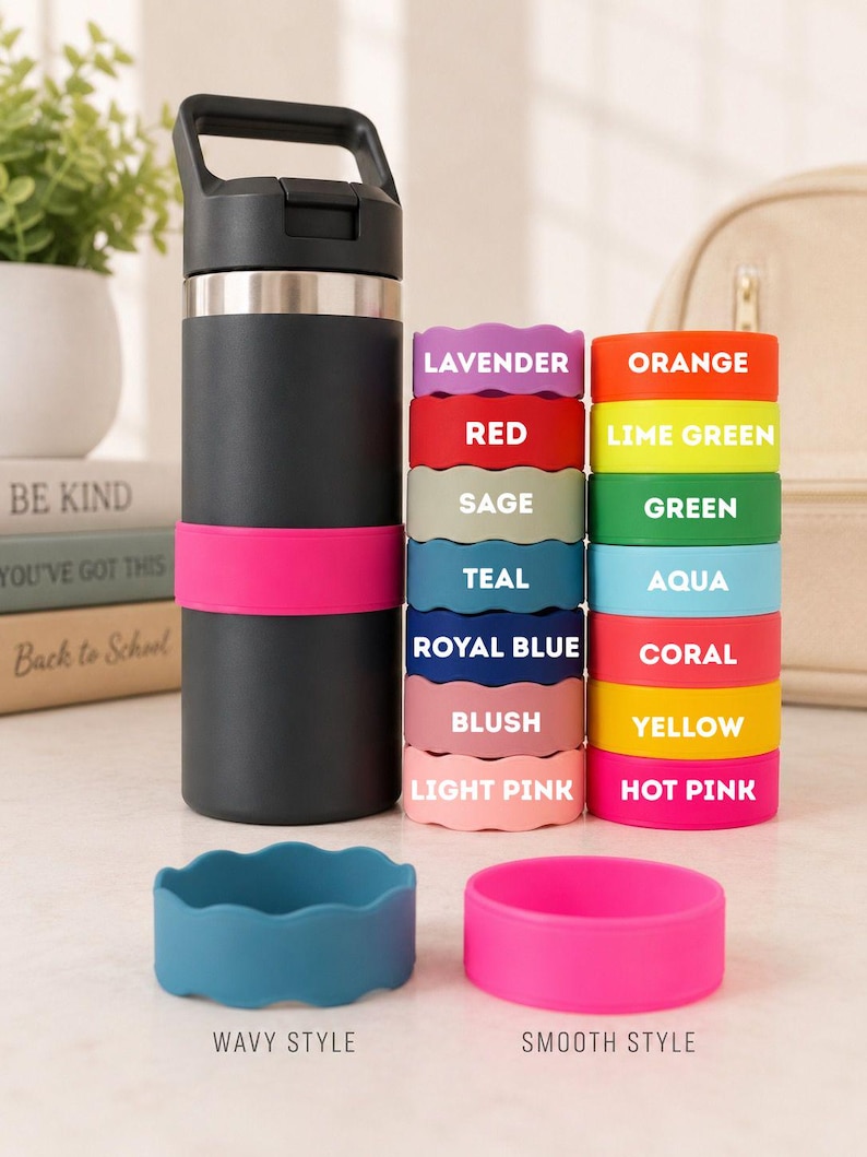 Bottle Bands, Silicone Name Labels, Personalized Water Bottle Bands, Labels for Water Bottles image 2