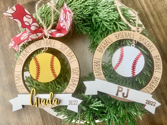 Personalized Sports Ornaments; Baseball Ornament, Soccer Ornament, Softball Ornament, Football Ornament, Coaches Gift, Christmas Ornament