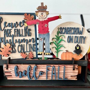 Hello Fall Raised Shelf Insert, Fall Wagon Inserts, Scarecrow Decor ...
