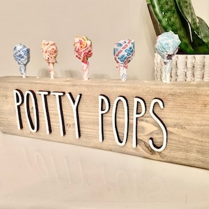 Potty Pops Wood Sign; Potty Training, Bathroom Decor, Potty Training Incentive, Potty Training Reward, Potty Training Treats, Kids Bathroom