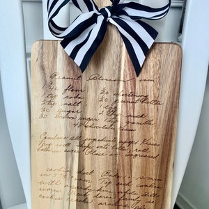 Family Recipe Cutting Board, Handwritten Recipe, Wedding Gift, Mother&#39;s Day Gift, Gift for Her, Grandma&#39;s Recipe Board
