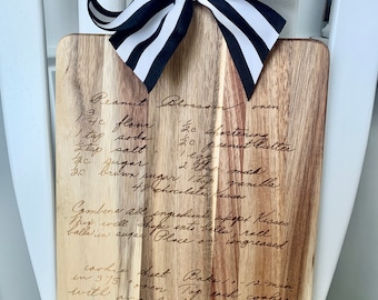Family Recipe Cutting Board, Handwritten Recipe, Wedding Gift, Mother's Day Gift, Gift for Her, Grandma's Recipe Board
