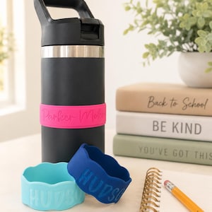 Bottle Bands, Silicone Name Labels, Personalized Water Bottle Bands, Labels for Water Bottles image 1