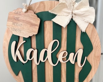 Birth Announcement Sign, Newborn Name Announcement, Personalized Newborn Announcement, Baby Shower Gift, Nursery Decor, Baby Hospital Sign