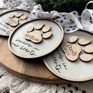 Pet Memorial Ornament – Dog or Cat Paw Print Ornament, Personalized Pet ...