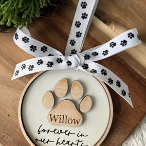 Pet Memorial Ornament – Dog or Cat Paw Print Ornament, Personalized Pet ...