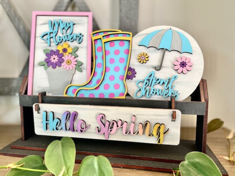 April Showers Bring May Flowers Insert Set, Hello Spring, Spring Home ...