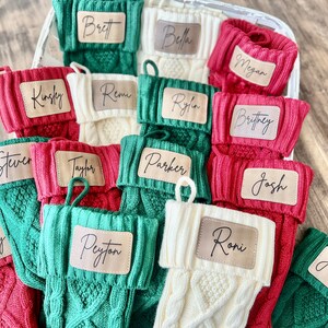 Personalized Knit Christmas Stockings, Holiday Stocking, Laser Engraved Stocking, Mantel Decor