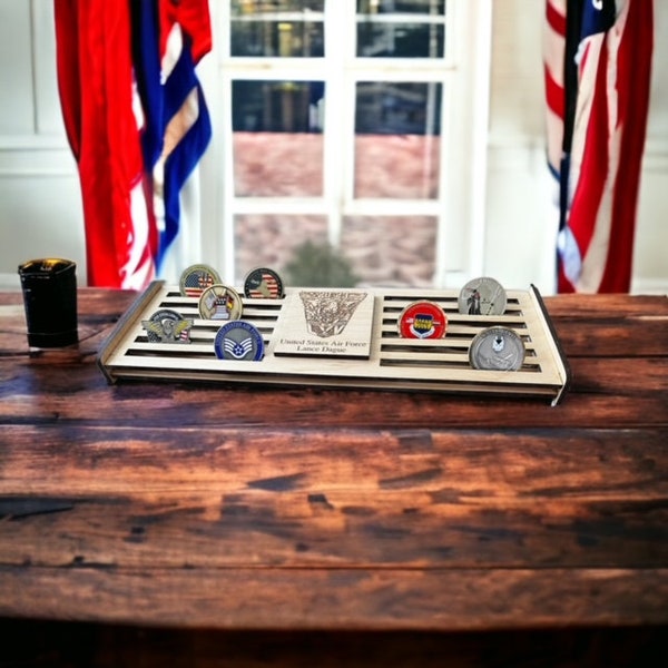 Personalized Coin Rack Display, Desktop Coin Display, Military Coin Display, Law Enforcement Coin Display