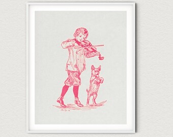 Vintage Violin Boy Print